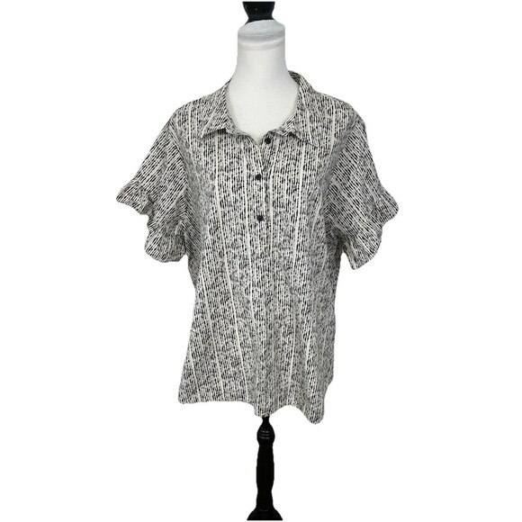 Lane Bryant Blouse Plus Size 22 V Neck Ruffled Short Sleeves 100% Cotton Shirt - Picture 9 of 9